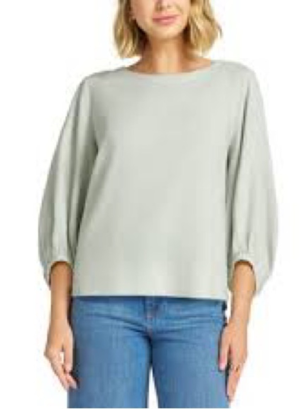 Matty M linen blend top puff sleeves and a rounded neckline linen blend size M
